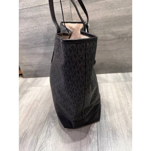 Michael Kors Eva Large Logo Stripe Tote Bag in Black White - Picture 6 of 16